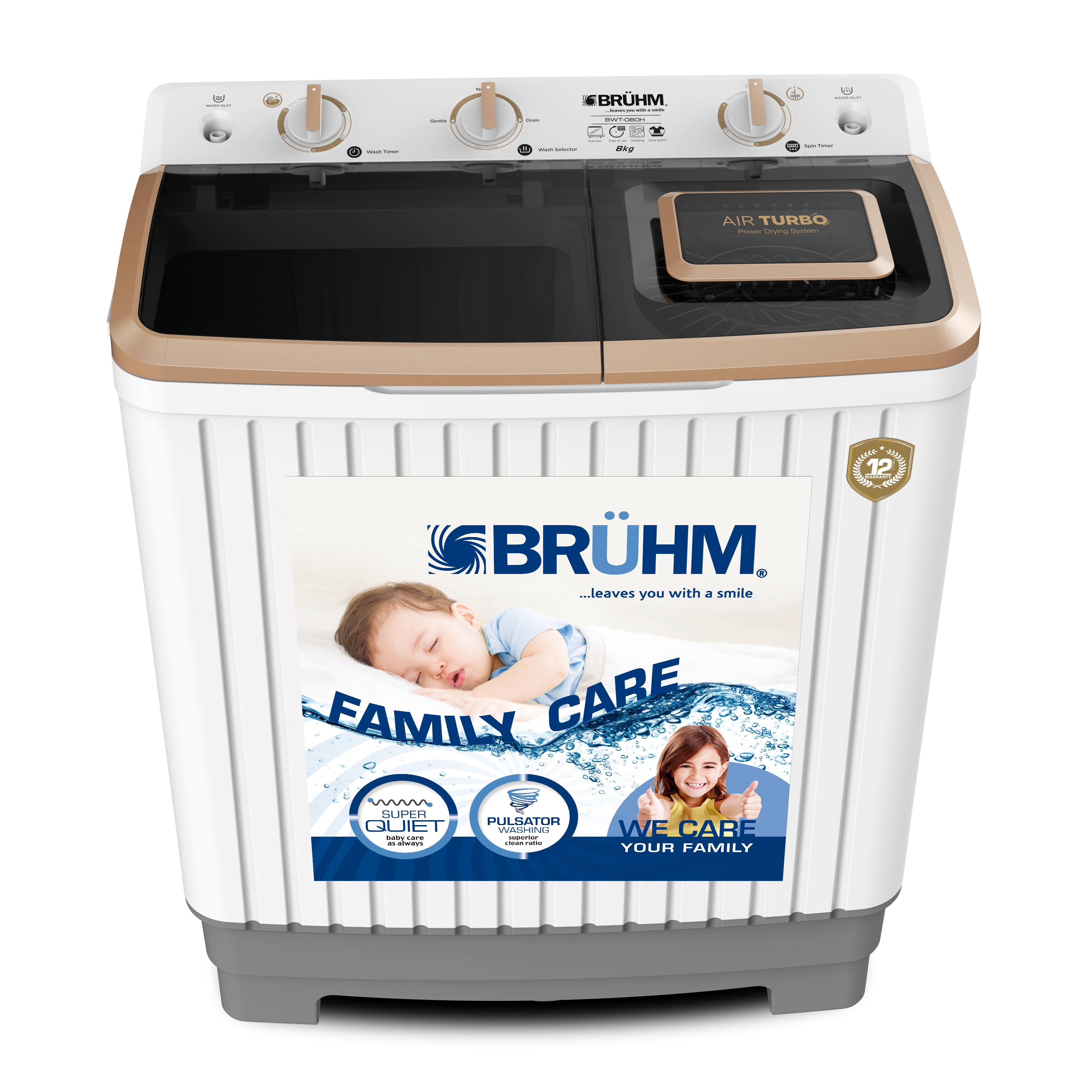 BRUHM TWIN TUB 8KG WASHING MACHINE BWT-080H